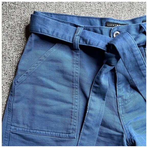 LUCKY BRAND High Rise Cotton Relaxed Short Blue Belted Shorts Sz 0/25 - Picture 3 of 9